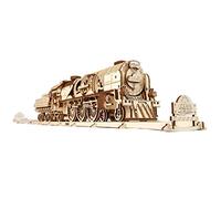UGEARS V-Express Train à Vapeur avec Tender - Puzzle Cadeau Fête des Pères pour Adultes Kits de Modèles de Puzzle en Bois 3D pour Adultes et Adolescents Kit de Construction de Puzzle 3D Kits