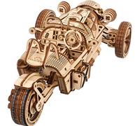 UGEARS UGR-S à Trois Roues Maquette en Bois à Construire Moto - Mécanique Puzzle 3D en Bois - Maquette Voiture a Monter avec Direction et Moteur Fonctionnels - DIY pour Les Fans de Casse-Tête