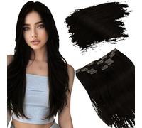Ugeat Extension a Clip Cheveux Naturel Brun Foncé Humain Extension Cheveux Clip Brun Marron Foncé Naturel Humain Invisible 30cm Lisse Volume 12Pouce 70G #2