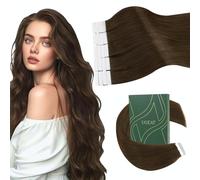 Ugeat Extension Adhesive Cheveux 50 cm Brun Chocolat 50G Humain Extension Cheveux Naturel Adhesif Brun Chocolat 20Pouce Invisible #4 20pcs