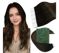 Ugeat Extension Cheveux Humain Adhesif Brun Foncé Balayage 50G 40 cm Extension Adhesif Cheveux Naturel Balayage Brun Moyen #2/6/2 16 Pouce 20pcs