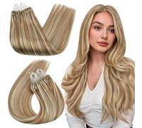Ugeat Extension Cheveux Natural Micro Ring à Froid Brun Clair et Blond 45cm Humain Extension Cheveux Naturel Loops a Froid à Chaud Brun Blond Platine Lisse Invisible 50G 50S 18Pouce P10/613