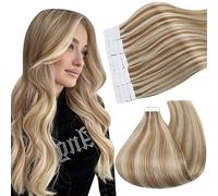Ugeat Extension Cheveux Naturel Adhesif à Chaud Brun Clair et Blond Platine 40cm Humain Extension Adhesive Cheveux Naturel Humain Brun Clair et Blond Lisse Invisible 50G 20Pcs 16Pouce P10/613
