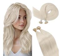 Ugeat Extension Cheveux Naturel Keratine Blond 35 CM Extension Keratine Cheveux Humain Blond Platine 50g 50s 14 Pouces 60