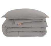 UGG 32544 Devon Parure de lit 2 pièces Ultra Douce avec Couette et 2 taies d'oreiller, réversible, Lavable en Machine, lit jumeau, Gris Phoque