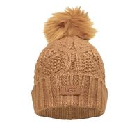 UGG Bonnet torsadé avec pompon pour femme, châtaigne, Taille unique