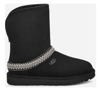 UGG Botte Classic Short Crescent pour Femme in Black, Taille 39, Daim/Polyester/Recycled Materials/Shearling