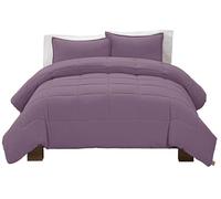 UGG Leonora Parure de lit avec 2 taies d'oreiller - Couverture alternative légère en duvet réversible confortable et chaude pour toutes les saisons, lavable et hypoallergénique, très grand lit, violet