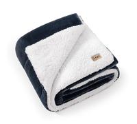 UGG Nita 35987 Couverture chaude et douce réversible de style bohème épaisse, épaisse, moelleuse et confortable, en peluche hypoallergénique, lavable en machine, pour canapé et lit, 127 x 178 cm, bleu