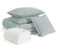 UGG Remina 32541 Parure de lit réversible 5 pièces pour très Grand lit californien - Couette Luxueuse et 2 Couvre-oreillers avec Coussin décoratif 45,7 x 45,7 cm et Couverture 127 x 152,4 cm, très