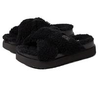 UGG WOMEN'S FUZZ SUGAR CROSS SLIDE SLIPPER BLACK 38 EU