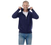 UGHOLIN Gilet Cardigan Homme 100% Cachemire à Capuche Zippé Bleu Marine XL
