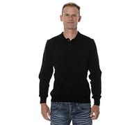 UGHOLIN Pull Col Polo Homme 100% Laine de Yak L Noir