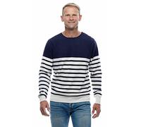 UGHOLIN Pull Marin Rayé 100% Cachemire Col Rond Homme XXL Bleu