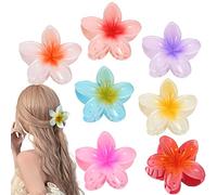 UGIF Plumeria Flower Claw Clip, 7pcs Hawaiian Hair Clips, Épingle à Cheveux Pétale, Acrylic Cute Hair Clips, Pince Fleur Mignonne Antidérapante, pour Mariage, Fête, Plage