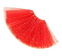Ugitopi Filles Sparkle Tutu Princesse Ballet Danse par Couches Tulle Tutu Jupes, Enfant, Red, One_Size