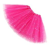 Ugitopi Filles Sparkle Tutu Princesse Ballet Danse par Couches Tulle Tutu Jupes, Enfant, Rose Red, One_Size