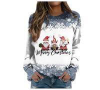 Ugly Christmas Sweater Femme,Produit catégorie Women's Hoodless Sweatshirt - Sweat-Shirt à Manches Longues et col du Cou pour Femme avec Motif Flocon de Neige et GNOME de Noël (Navy, S)