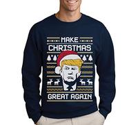Ugly Christmas Sweater Make Christmas Great Again Sweatshirt Homme Small Marine