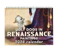 Ugly Dogs In Renaissance Paintings 2026 Calendar | 12 Month Vintage Medieval Animal Wall Art Calendar,Funny Vintage Dog Wall Planner For Lovers, Perfect For Home & Offices