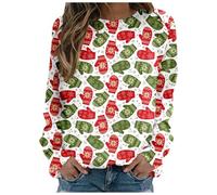 Ugly Pull Noël Femme Drole, Sweat Noel Rigolo Col Rond Hiver Chaud, Polaire Sweat-Shirt à Manches Longues et imprimé Christmas, Sweatshirt Pull Noels Moche Grande Taille Pullover, S-XXL (White, XL)