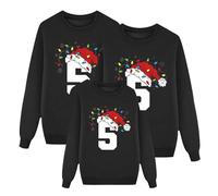 Ugly Pull Noel Femme Hiver Pull De Noel Femme Sweat Shirt Manches Longues Col Rond Imprimé Chiffre Noël Mode Velours Plus Taille Grande Parent Enfant Pour Tenue Fêtes Vêtement Style Fils Look Son