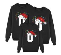 Ugly Pull Noel Femme Pull De Noel Femme Sweat Shirt Manches Longues Col Rond Imprimé Chiffre 0 Noël Mode Velours Plus Taille Grande Parent Enfant Pour Tenue Fêtes Vêtement Style Maman Look Mom