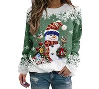 Ugly Pull Noel Rigolo Femme Hiver Manches Longues Drole Pull de Noel Femme Col en Rond Pullover Sweat Noël Femmes PullNoel Moche Automne Hiver Ugly Christmas Sweatshirts de Noël Grande Taille