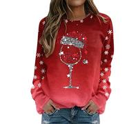 Ugly Pull Noel Rigolo Femme Hiver Manches Longues Drole Pull de Noel Femme Col en Rond Pullover Sweat Noël Femmes PullNoel Moche Automne Hiver Ugly Christmas Sweatshirts de Noël Grande Taille