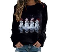 Ugly Pull Noel Rigolo Femme Hiver Manches Longues Drole Pull de Noel Femme Col en Rond Pullover Sweat Noël Femmes PullNoel Moche Automne Hiver Ugly Christmas Sweatshirts de Noël Grande Taille