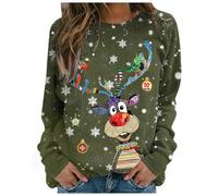 Ugly Pull Noel Rigolo Femme Hiver Oversize Sweatshirt Manches Longues Tee Shirt Haut Col Rond Moche Sweat Noels Famille Assortis Christmas Sweat Chaud Sweatshirt Chaud Sweatshirts