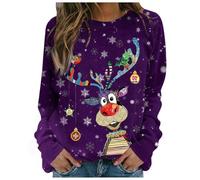Ugly Pull Noel Rigolo Femme Hiver Oversize Sweatshirt Manches Longues Tee Shirt Haut Col Rond Moche Sweat Noels Famille Assortis Christmas Sweat Chaud Sweatshirt Chaud Sweatshirts