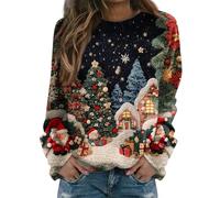 Ugly Pull Noel Rigolo Femme Hiver Oversize Sweatshirt Manches Longues Tee Shirt Haut Col Rond Moche Sweat Noels Famille Assortis Christmas Sweat Chaud Sweatshirt Chaud Sweatshirts