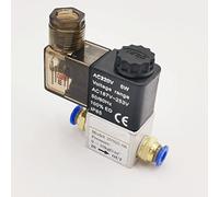 UGLYAF Électrovanne électrique pneumatique 12V 24V 220V, 2 Positions, 2 Ports, vanne magnétique à Air normalement fermée, Tuyau 6mm 8mm, Connexion Barbe (Color : PC 8mm Fittings, Size : AC220V)