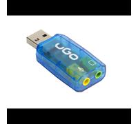 uGo UKD-1085 - Carte son Externe USB 5.1 Canaux, Connectique Jack 3.5mm, Compatible Windows / macOS, Son Direct 3D, Alimentation USB, Bleu