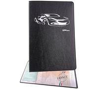Ugozen Etui Carte Grise Simpléo - Pochette Porte Papier Voiture ou Moto - Protège Documents Auto Français. (Voiture)