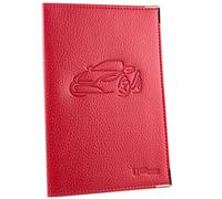 Ugozen Pochette Carte Grise, Accessoire Porte Papier Voiture + Etui de Protection Trensparent (inclu) Fabrication FRANÇAISE - Rouge