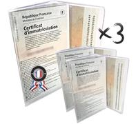 Ugozen Pochette Carte Grise et Transparent (Fabrication Francaise) Étui Protege Carte Grise pour Documents Voiture