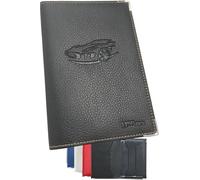 Ugozen Pochette Carte Grise Luxeo | Porte Papier Voiture Etui 3 Volets Cristal Inclus. Noir