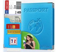 Ugozen Pochette Passeport LUXEO | Portefeuille Porte Passport. Bleu petrole