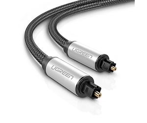 UGREEN 10541 Câble Optique Audio Numérique en Nylon Tressé Cordon Fibre Optique Toslink Connecteur 24K Plaqués Or pour Barre de Son, Home Cinéma, TV, PS4, PS3, Xbox, Amplificateur, TV Box (10ft 3m)