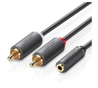 UGREEN Câble RCA Audio 3.5mm Femelle vers 2 RCA Mâles Adaptateur Cinch Câble Compatible avec Téléphone TV PC Tablette Ampli Chaîne HiFi Barre de Son Home Cinéma Enceinte Subwoofer (1M)