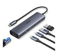 UGREEN 10Gbps Hub Ethernet 5 en 1 Adaptateur RJ45 USB C 3.2 Gen 2 | Compatible avec iPhone 16 Plus Pro Max 15 MacBook iPad Air Surface Galaxy S25 Câble 30CM