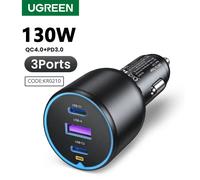 UGREEN 130W USB C chargeur de voiture pour Xiaomi iPhone 17 Samsung Galaxy S25 ordinateurs portables Tabet PD3.0 charge rapide USB Type C chargeur de voiture