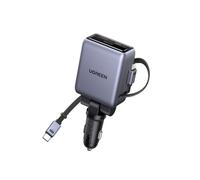 UGREEN 150W 4 EN 1 Chargeur Allume Cigare USB C Rétractable USB C 100W | Chargeur Voiture Rapide avec 2 Câbles Rétractables Compatible avec iPhone 18 Pro Max 17 16 15 14 MacBook M5 iPad Galaxy S26