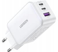 Ugreen 15334 Chargeur Nexode, 2Xusb-C, Usb-A 3.0, Pd3.0, Qc4.0, Gan, 65W (Blanc)