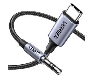 UGREEN 1M Câble USB C Jack 3.5mm TRS Stéréo Auxiliare Voiture Nylon Tressé Compatible avec iPhone 17 Pro Max Air 16 iPad Galaxy S25 S24 S23 A55 Pixel 9 8 7 Adaptateur Casque Type C Audio DAC (Gris)