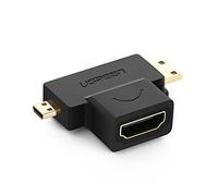 Ugreen 20144 HDMI Mini-HDMI + Micro-hDMI Noir, Or Adaptateur de câble vidéo - adaptateurs de câble vidéo (HDMI, Mini-HDMI + Micro-hDMI Femelle, Femelle, Or, Noir, Or)