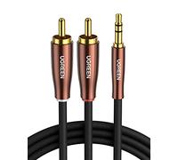 UGREEN 2M Câble RCA Jack Audio Stéréo Coton Tressé Cordon 3.5mm Mâle 2RCA Mâle Plaqué Or Compatible avec Amplificateur Autoradio Chaîne HiFi Smartphone Barre de Son Home Cinéma TV