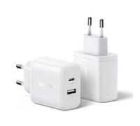 UGREEN 2Pcs 20W Chargeur USB C Rapide 2 Ports GaN Prise Secteur PD3.0 QC3.0 Compatible avec iPhone 16 Plus Pro Max 15 14 13 12 11 Pixel 9 8 Pro XL 7a Galaxy S25 Plus Ultra S24 A56 A16 A06 iPad